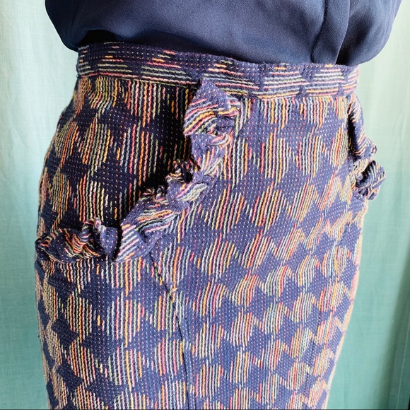 ❌sold❌ Eva Franco Rainbow Ruffle Pencil Skirt - Picture 2 of 8